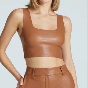NWT Commando Faux Leather Squareneck Crop Top in Cocoa S